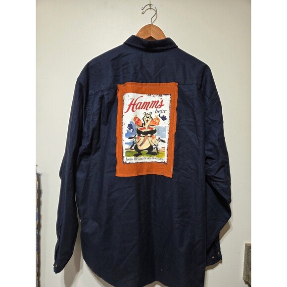 Upcycle Repurposed Hamms Beer Shirt EDDIE BAUER XL TALL - Picture 1 of 4